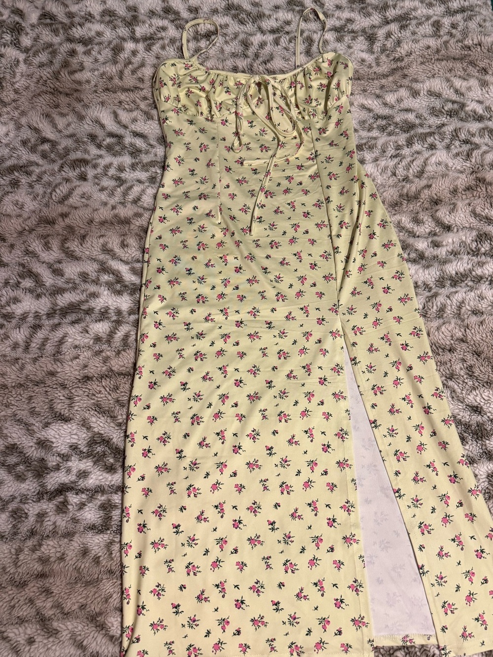 SHEIN Yellow Floral Spaghetti Strap Maxi Dress